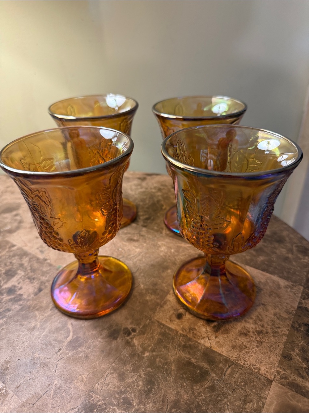 Vintage 1970s Indiana Glass Company "Harvest Grape" Goblets - Set of 4